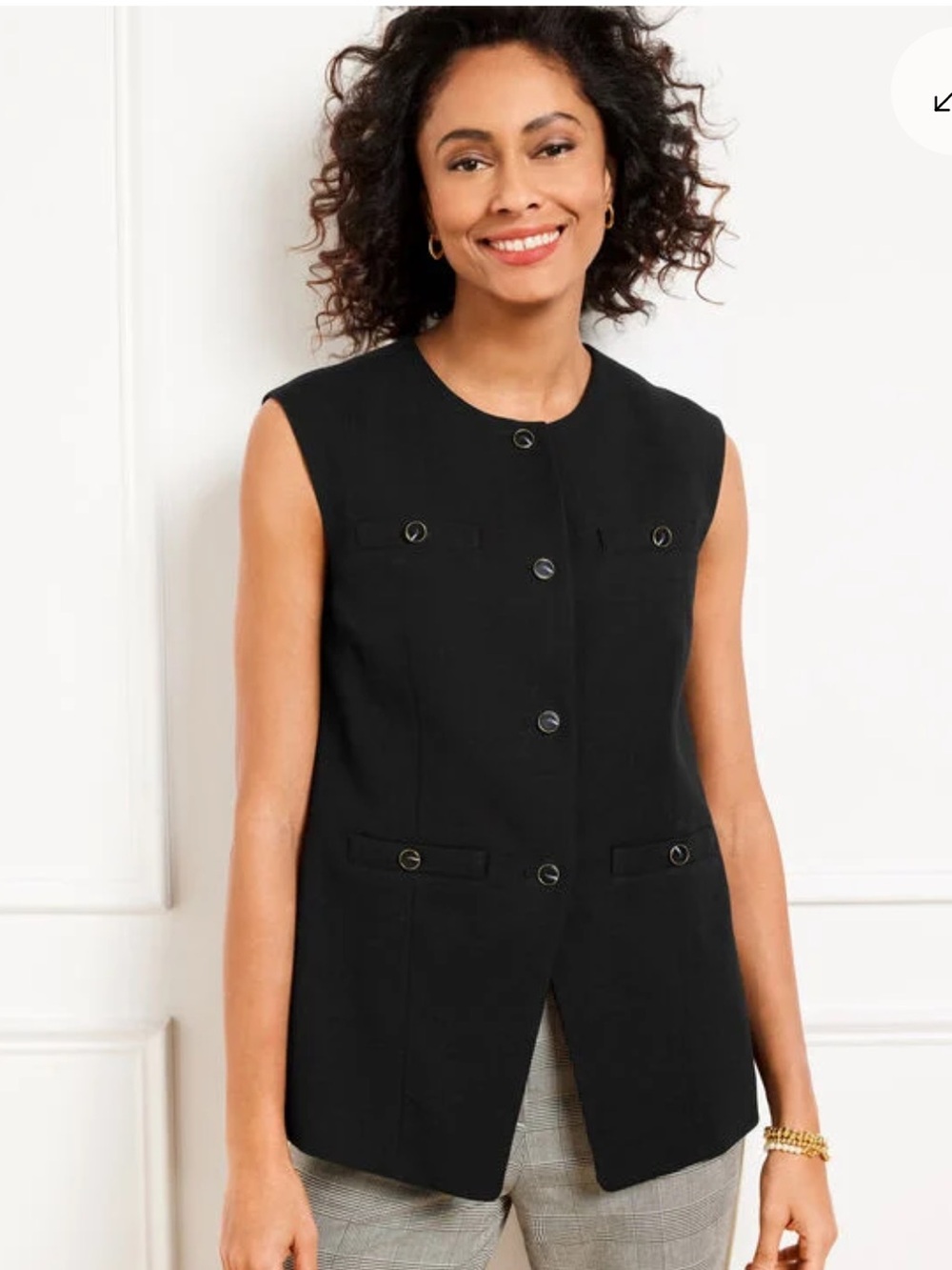 Talbots Black Sleeveless Button Front Vest